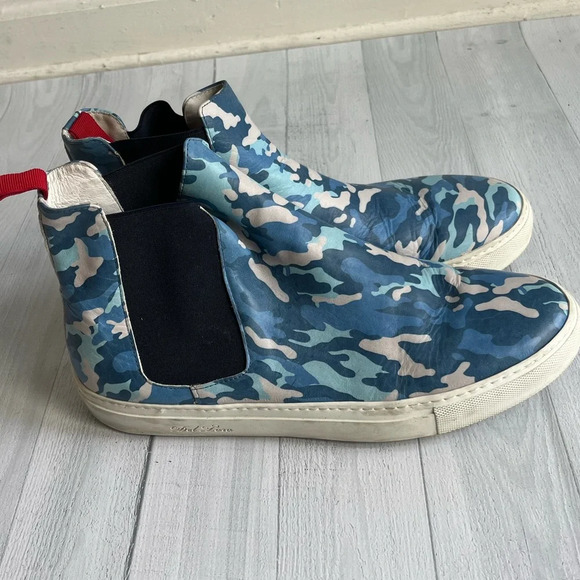 RARE Del Toro Blue Camo Leather Slip On Chukka Sneaker Size 11 - Picture 5 of 6